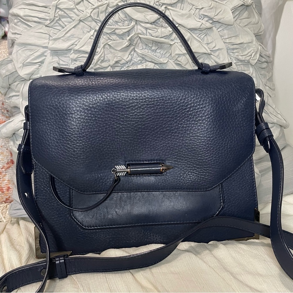 Mackage Leather Satchel Handbag Jori Ink Purple Crossbody Bag Purse